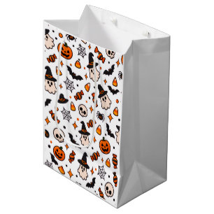 Süße gruselige Halloween-Geschenktasche mit Geiste Mittlere Geschenktüte