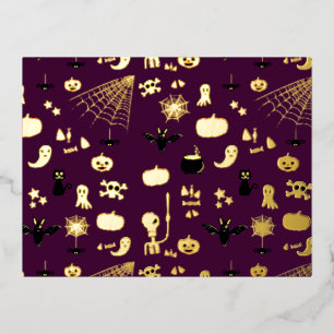 Süße gruselige Halloween-Kunst Folien Feiertagspostkarte