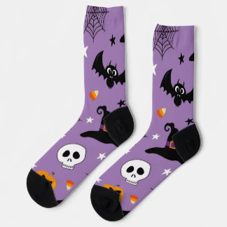 Süße gruselige Halloween-Socken | Lila Fledermaus, Socken