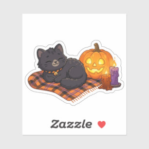 Süße gruselige Jahreszeit Katze Halloween Kürbis K Aufkleber