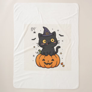 Süße gruselige Jahreszeit schwarze Katze Hexe Deck Sherpadecke