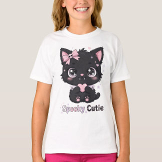 Süße Gruselige Kleine Goth Katze Mädchen T-Shirt -