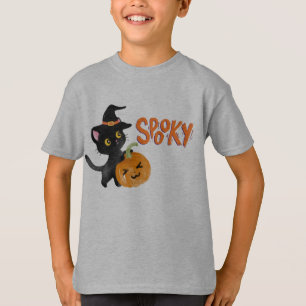 Süße gruselige schwarze Katze Kinder T-Shirt
