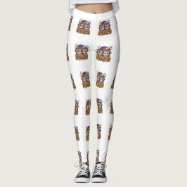 Süße gruselige Skelettkühe mit Kürbissen Leggings