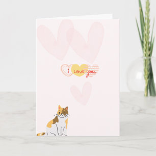 Süße Grußkarte mit Katze & Herzen I Love You Bes Karte