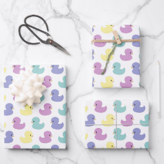 Süße Gummiente Geschlechtsneutrale Babyparty Geschenkpapier Set