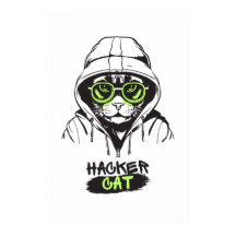 Süße Hacker-Katze Illustration – Cybersicherheits-