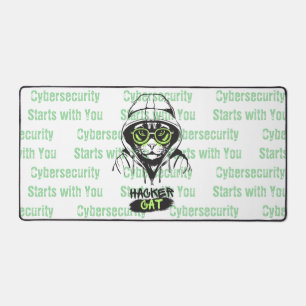 Süße Hacker-Katze Illustration – Cybersicherheits- Schreibtischunterlage