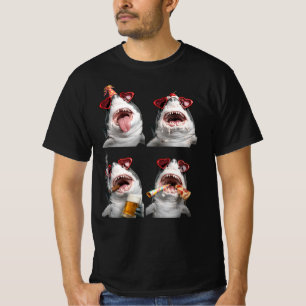 Süße Haie mit Herz-Sonnenbrillen Lustiges Valentin T-Shirt
