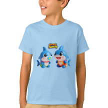 Süße Haifamilie 3D-Cartoon-Charakter Kawaii-Stil