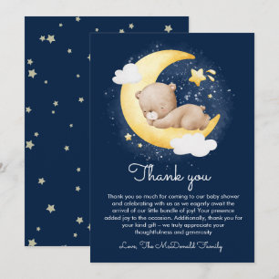 Süße Halbmond-Navy-Mond-Teddybär-Baby-Party Dankeskarte