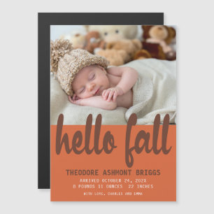 Süße Hallo Herbst Herbst Baby Geburt Foto Magneteinladung