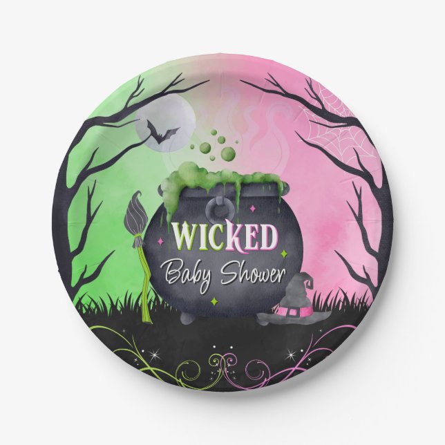 Süße Halloween-Baby-Shower-Hexenteller Pappteller (Vorderseite)