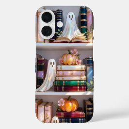 Süße Halloween Bücherregal Handyhülle Geist Kürbis iPhone 16 Hülle