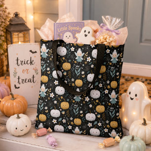 Süße Halloween-Fee und pastellfarbene Kürbisse Tasche
