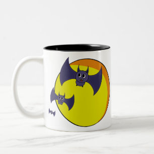 Süße Halloween-Fledermäuse und ein schöner Vollmon Zweifarbige Tasse