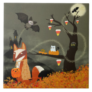 Süße Halloween-Freunde Keramikfliese