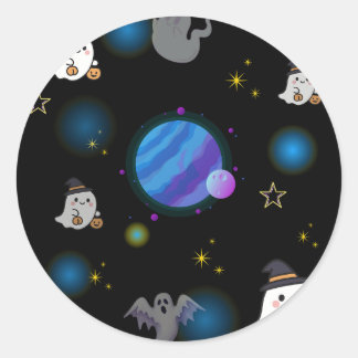 Süße Halloween-Galaxie- und Geister-Grusel-Sticker Runder Aufkleber