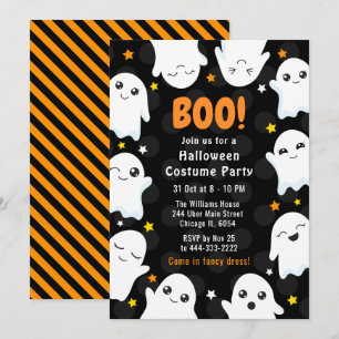 Süße Halloween-Geister-Kostenüm-Party Einladung
