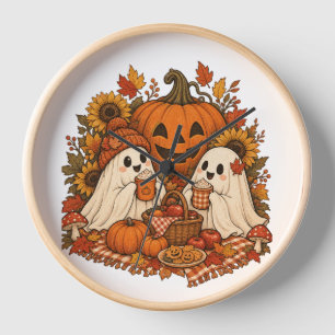 Süße Halloween-Geister Kürbis Herbst Picknick Grus Uhr