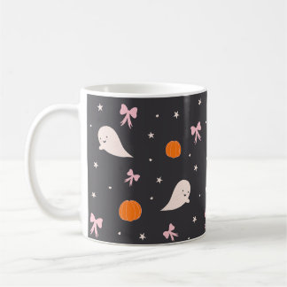 Süße Halloween-Geister-Muster-Tasse | Schwarz Kaffeetasse