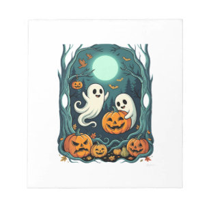 Süße Halloween-Geister und Jack O Lantern Wald (2 Notizblock