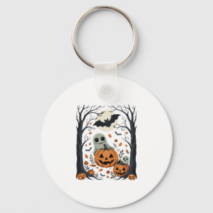 Süße Halloween-Geister und Jack-O-Lantern-Wald Schlüsselanhänger