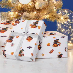 Süße Halloween-Geister und Kürbisse Geschenkpapier