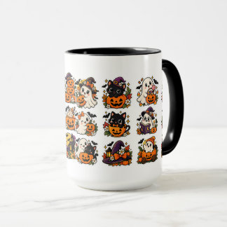 Süße Halloween-Geister und Kürbisse Kawaii Tasse