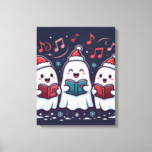 Süße Halloween-Geister-Weihnachtssänger Leinwand