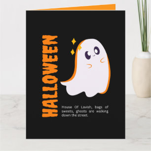 Süße Halloween-Geisterkarte - Halloween-Streichkar Karte