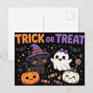 Süße Halloween-Grußkarte mit 'Süßes oder Saures'-M Postkarte