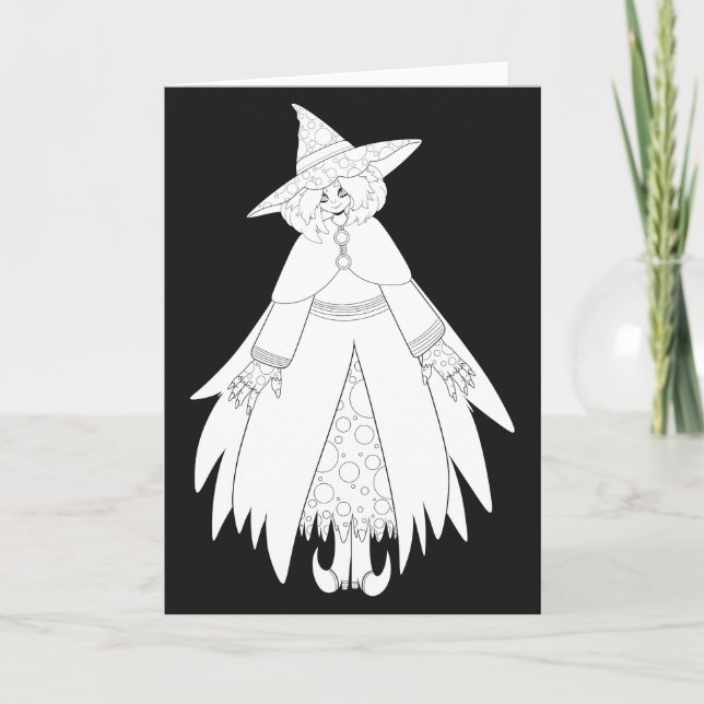 Süße Halloween-Hexe Karte (Vorderseite)