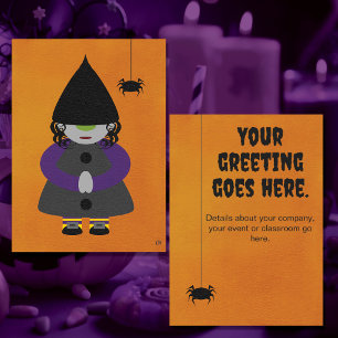 Süße Halloween Hexenkarte oder Einladung