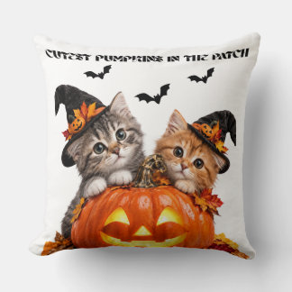 Süße Halloween-Hexenkatzen Leuchtender Kürbis Wurf Kissen