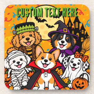 Süße Halloween-Hunde aus Kunststoff Getränkeuntersetzer