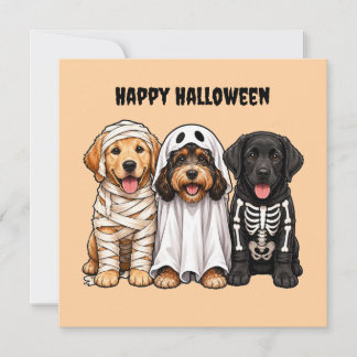 Süße Halloween-Hunde mit Kostüm-Flat-Cards