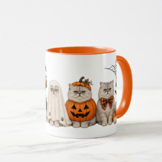 Süße Halloween-Katzen in Kostümen Orange Tasse