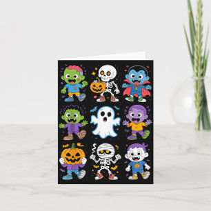 Süße Halloween-Kinder-Cartoon-Geister-Zombie-Vampi Karte