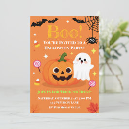 Süße Halloween-Kinderparty-Einladung | Freundlich Dankeskarte