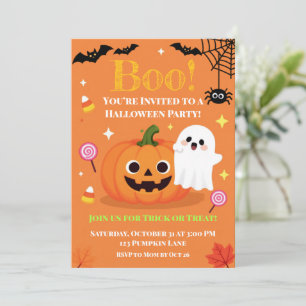 Süße Halloween-Kinderparty-Einladung   Freundlich Dankeskarte