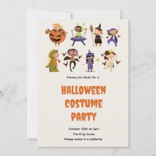 Süße Halloween-Kostenüm-Einladung für Kinderparty Einladung