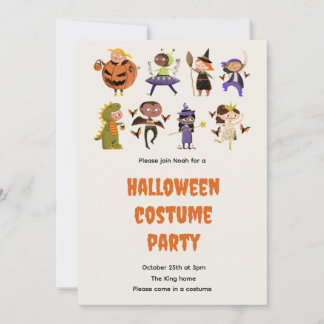 Süße Halloween-Kostenüm-Einladung für Kinderparty Einladung