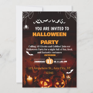 Süße Halloween-Kostenüm-Party-Einladungskarte Einladung