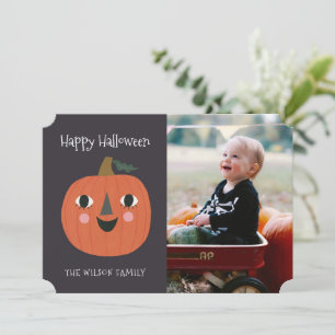 Süße Halloween-Kürbis-Geister-Fotokarte