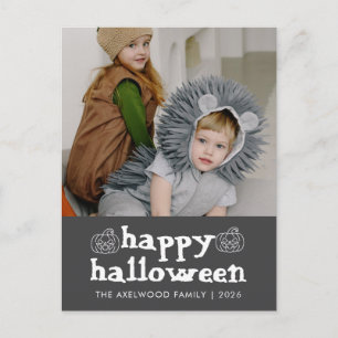 Süße Halloween-Kürbismuster-Familienfotos Feiertagspostkarte