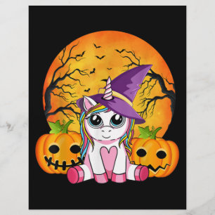 Süße Halloween-Mädchen Hexen-Einhorn Halloween Flyer