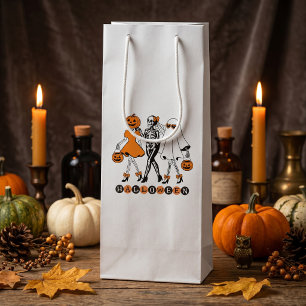 Süße Halloween-Mädchen Skelett-Geist-Kürbis Geschenktüte Für Weinflaschen