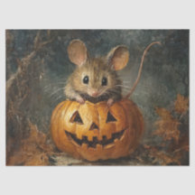 Süße Halloween-Maus mit Kürbis zum Dekoupieren