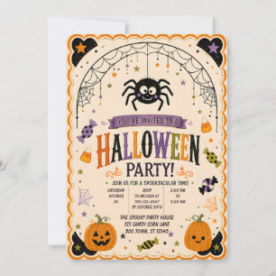 🕷️🎃 Süße Halloween-Party-Einladung für Spinnenfr Einladung
